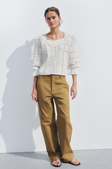 ZW COLLECTION EMBROIDERED ROMANTIC BLOUSE - Ecru by Zara - Image 0