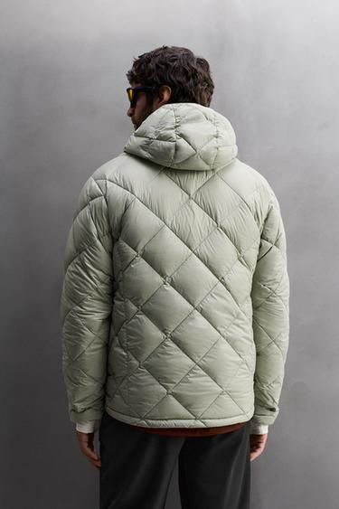 HOODED 100% FEATHER DOWN PUFFER JACKET - Light green by Zara - Image 2