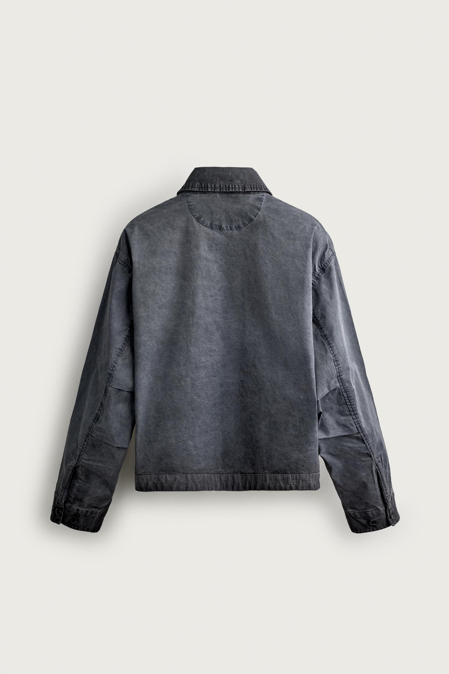 Мужская куртка Zara Washed Effect Cropped Jacket, цвет: Светлый индиго — фото 9