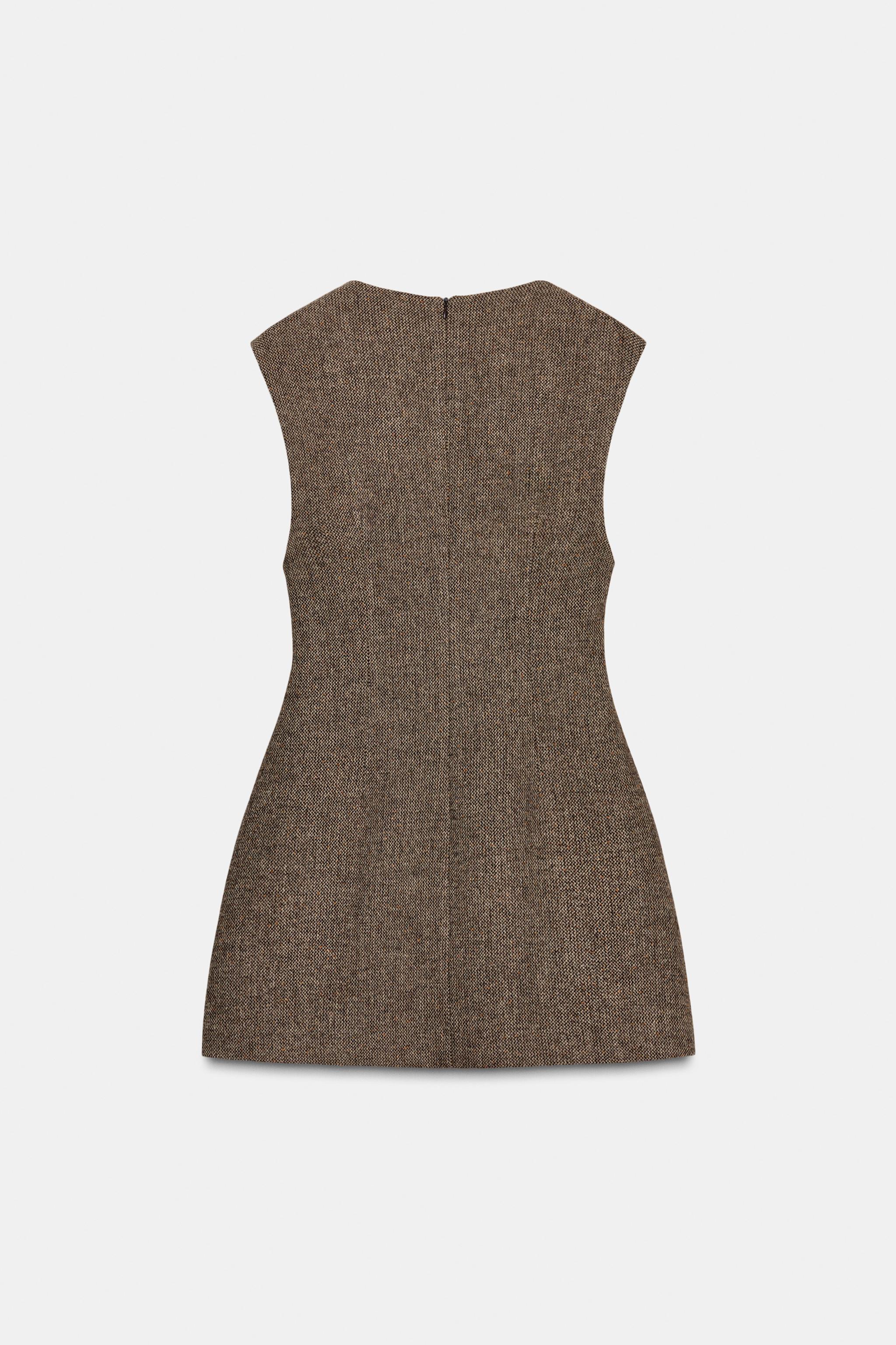 ウール混ショートワンピース - グリッターブラウン | ZARA Japan / 日本