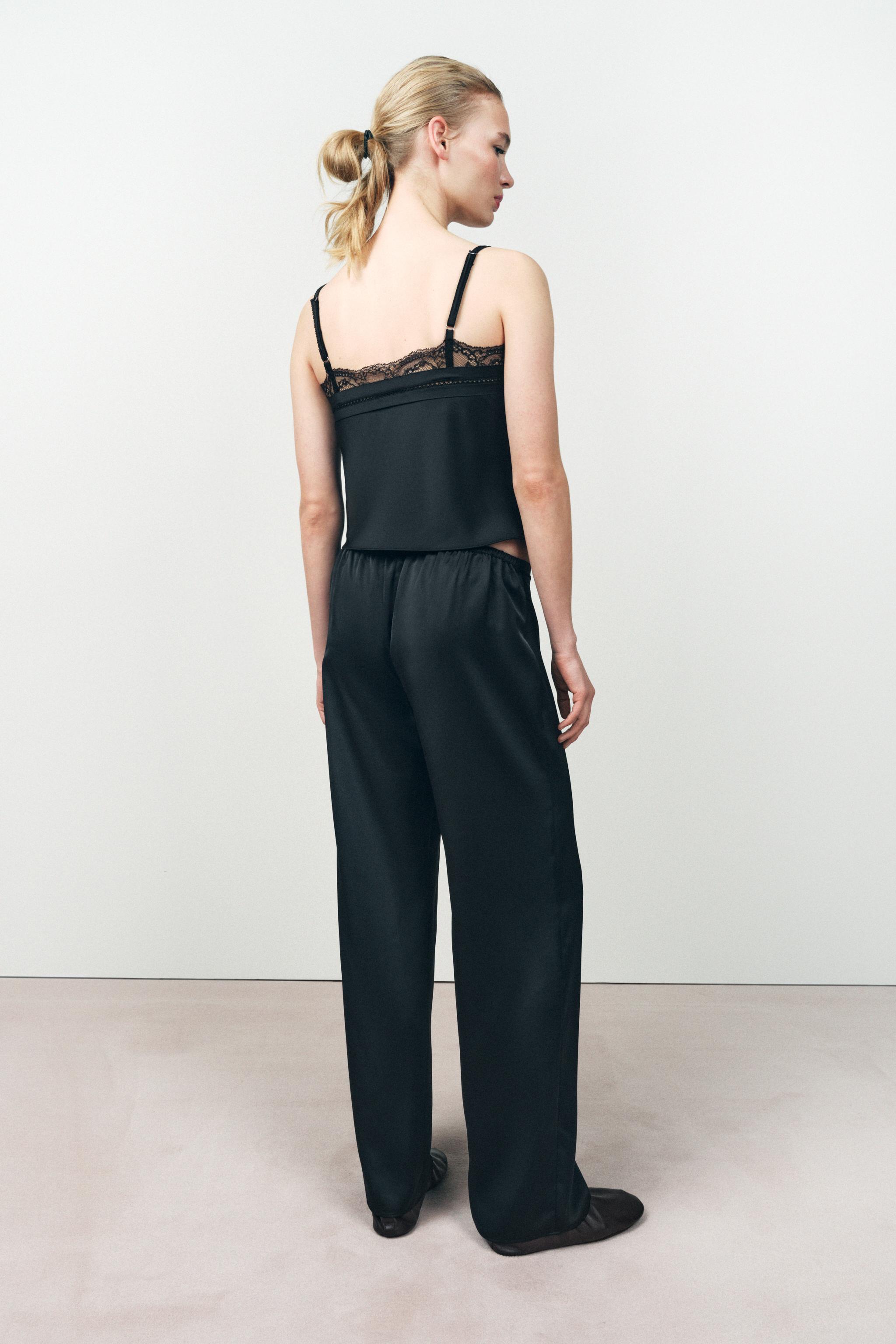 SATIN ENTREDEUX PANTS - Black | ZARA United States SATIN ENTREDEUX PANTS - Black | ZARA United States
