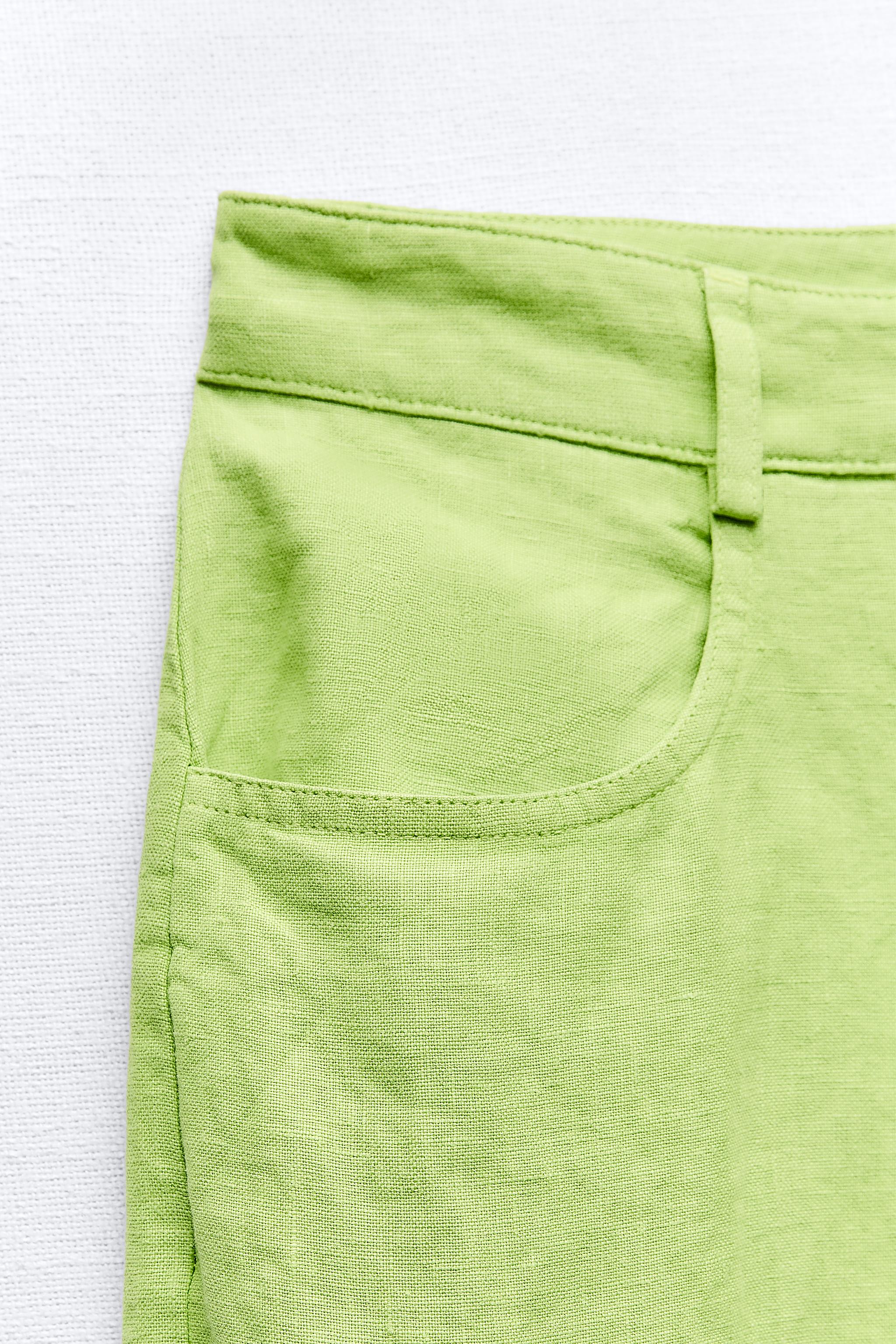 Lime green linen on sale trousers