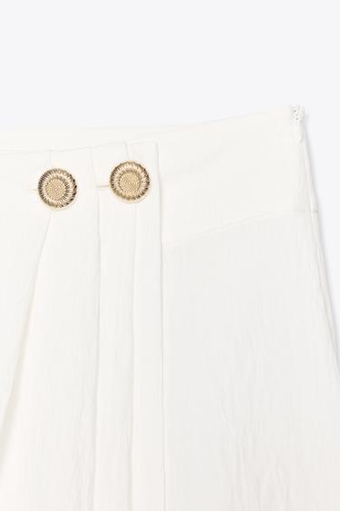 JUPE-CULOTTE CROISÉE À PINCES - Écru de Zara - Image 7