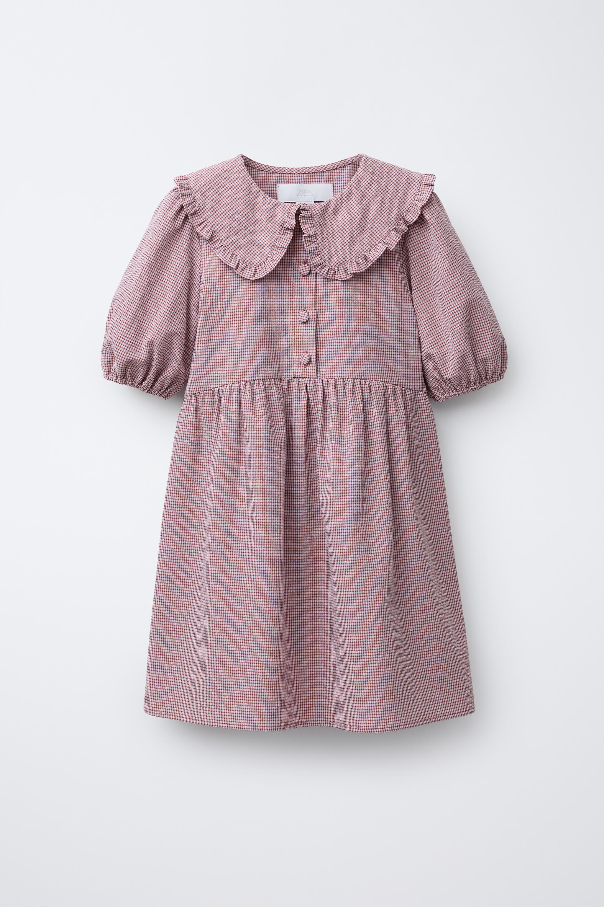 ワンピース stand collar check dress INSPIRE CHIC Women's Peter Pan Collar Above Knee Hidden
