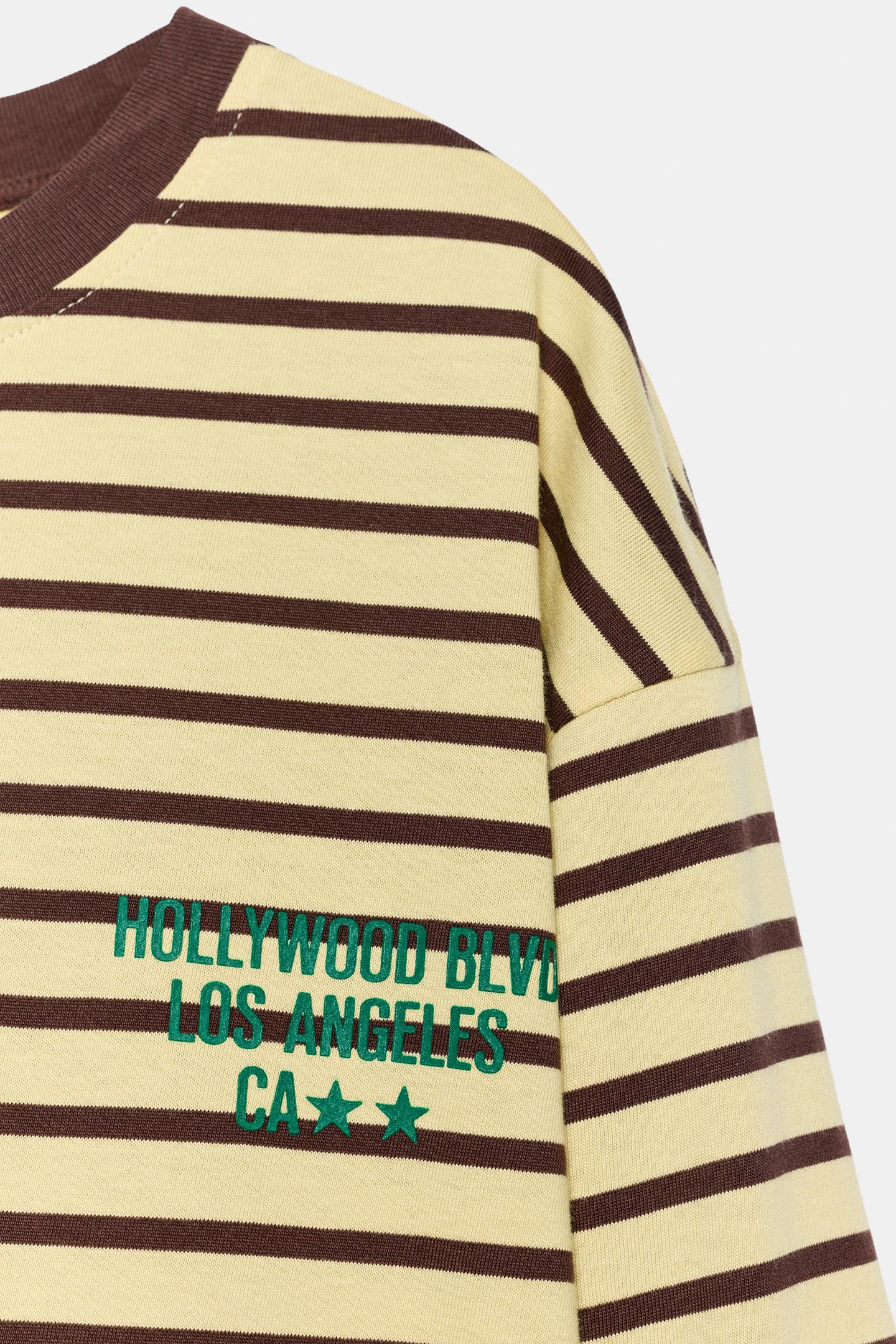 Женская футболка Zara Striped Text, цвет: Жёлтый — фото 8
