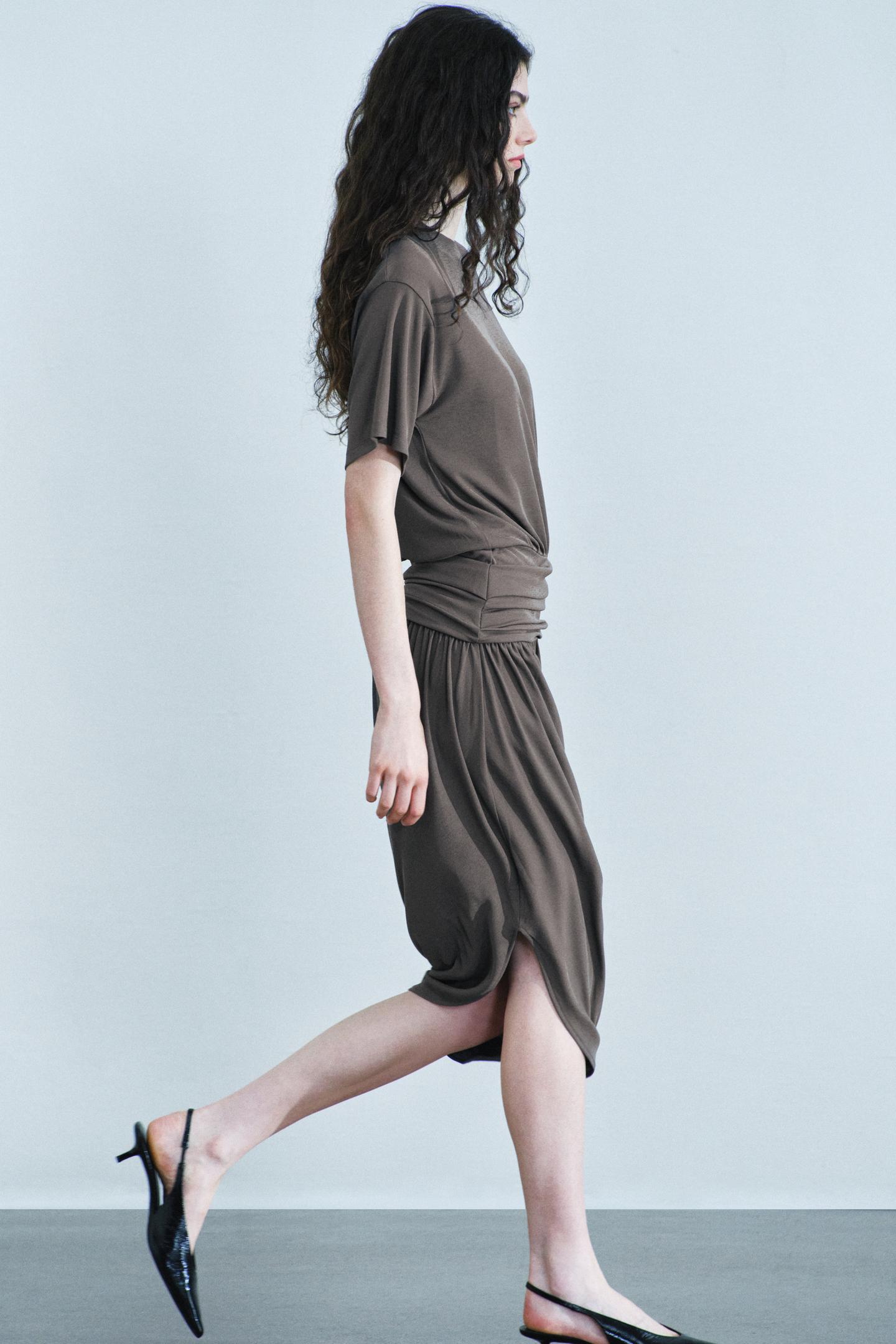 Женское платье Zara Draped, цвет: Серый / Синий — фото 3