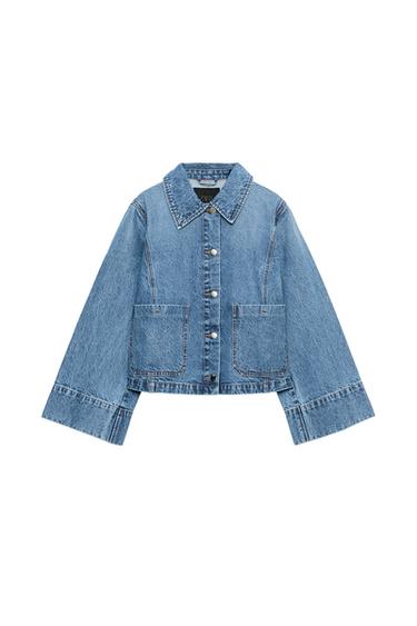 Zara Z1975 短版牛仔外套 - 中藍色