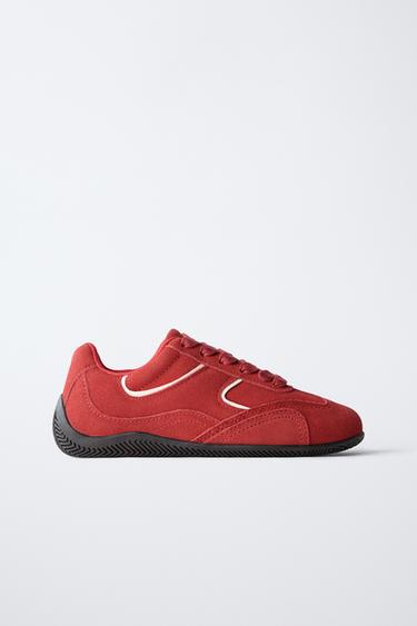 LEATHER TRAINERS - Red by Zara