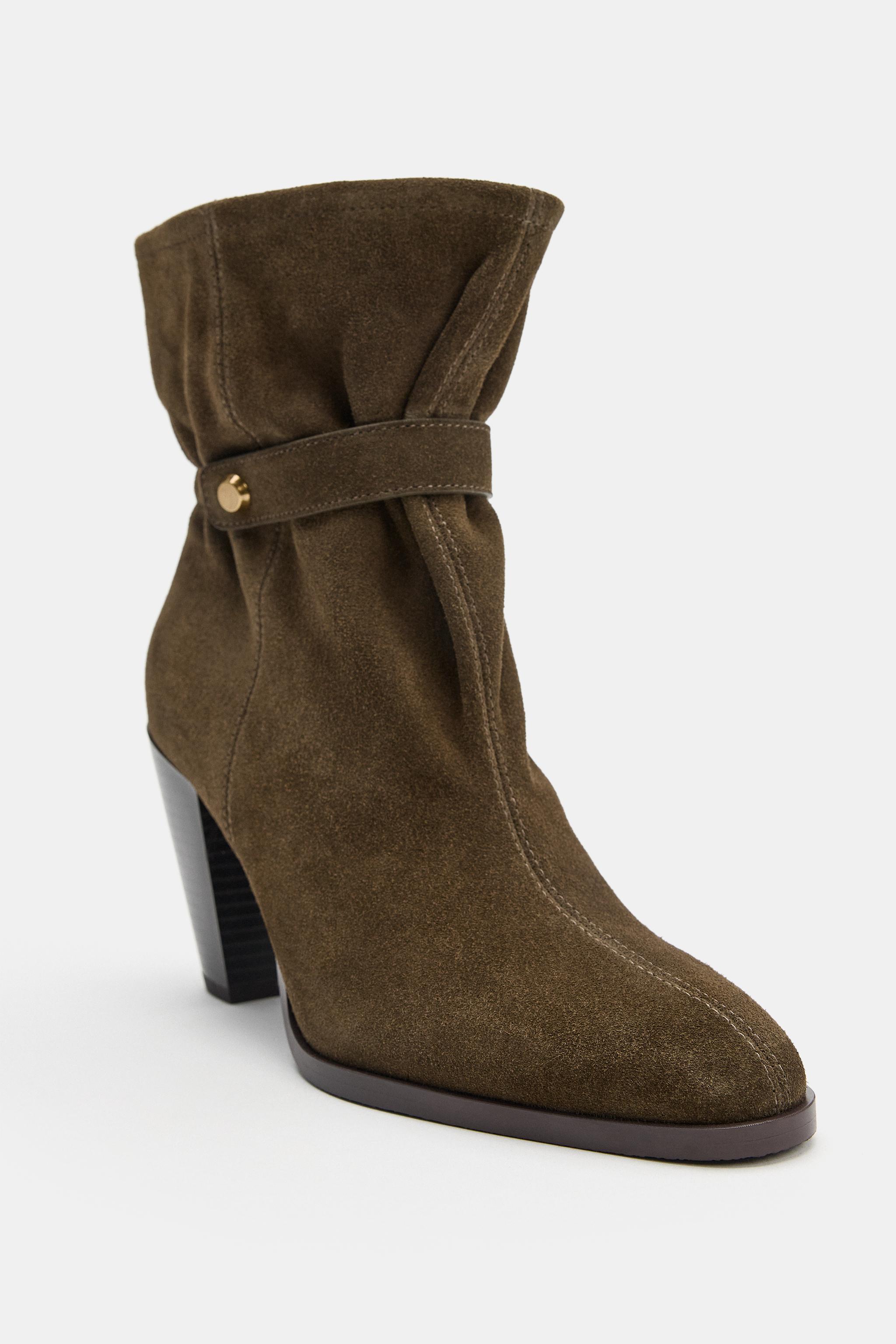 Женские ботинки Zara SUEDE SLOUCHY ANKLE BOOTS — фото 6