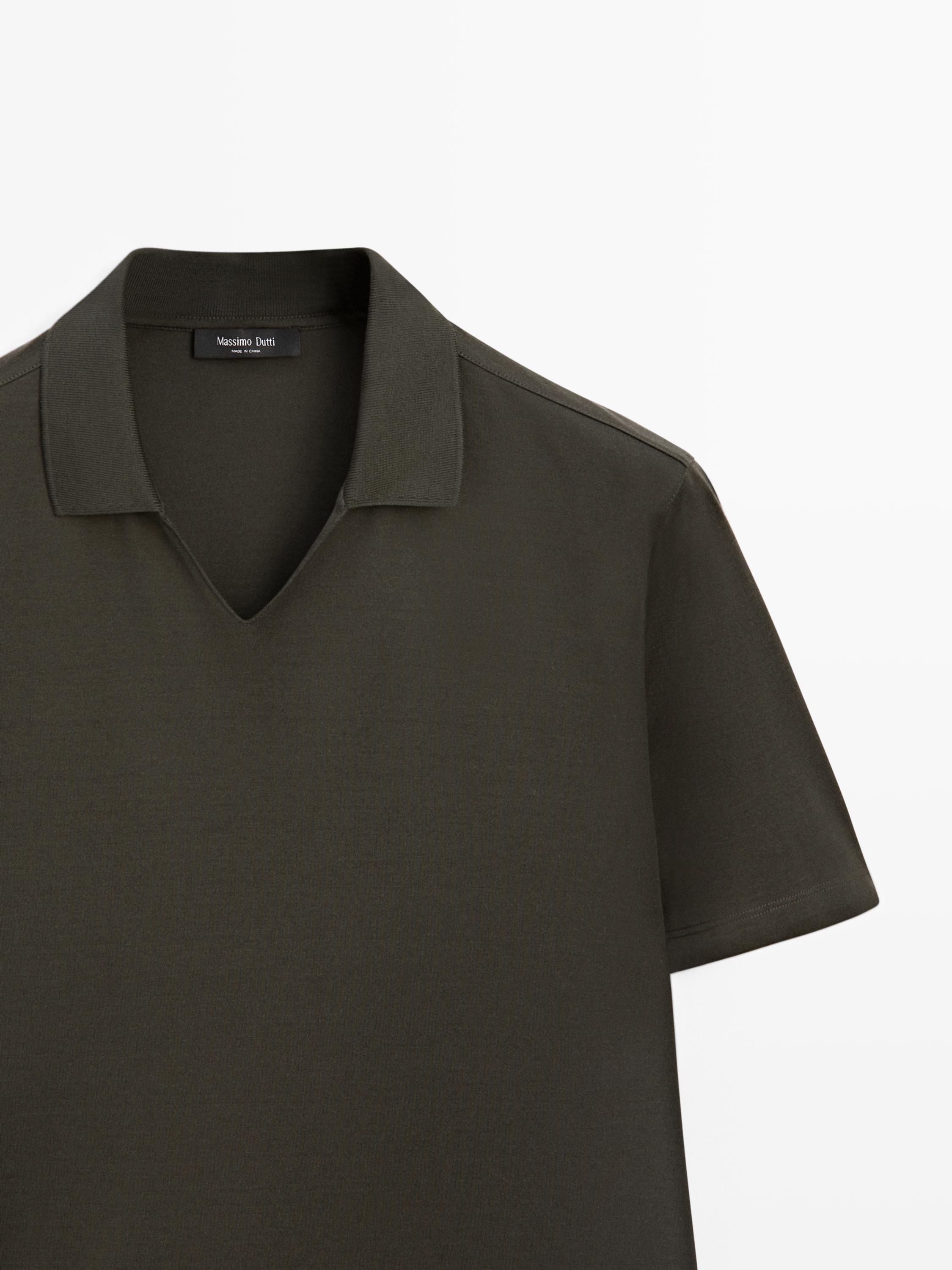 Cotton V-neck polo shirt