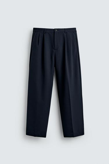 PANTALÓN WIDE FIT PLIEGUES - Marino de Zara