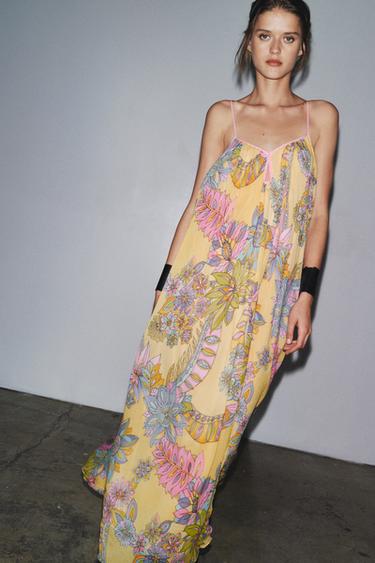 ZW COLLECTION LONG PRINTED DRESS - Yellow by Zara - Image 0