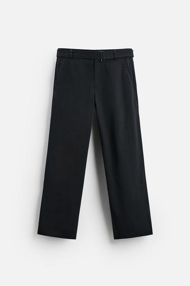 PANTALON COUPE LARGE AVEC CEINTURE - Bleu marine de Zara - Image 5
