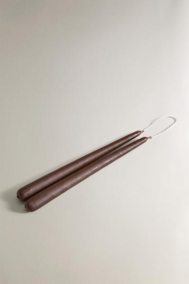 PACK OF DECORATIVE CONICAL CANDLES (PACK OF 2) - Brown by Zara - Image 1