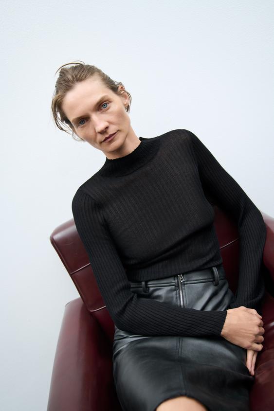 FEINSTRICKPULLOVER MIT RIPPENSTRUKTUR Schwarz ZARA Österreich / Austria