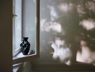 DECORATIVE GLASS VASE WITH FLOWERS — Black 1