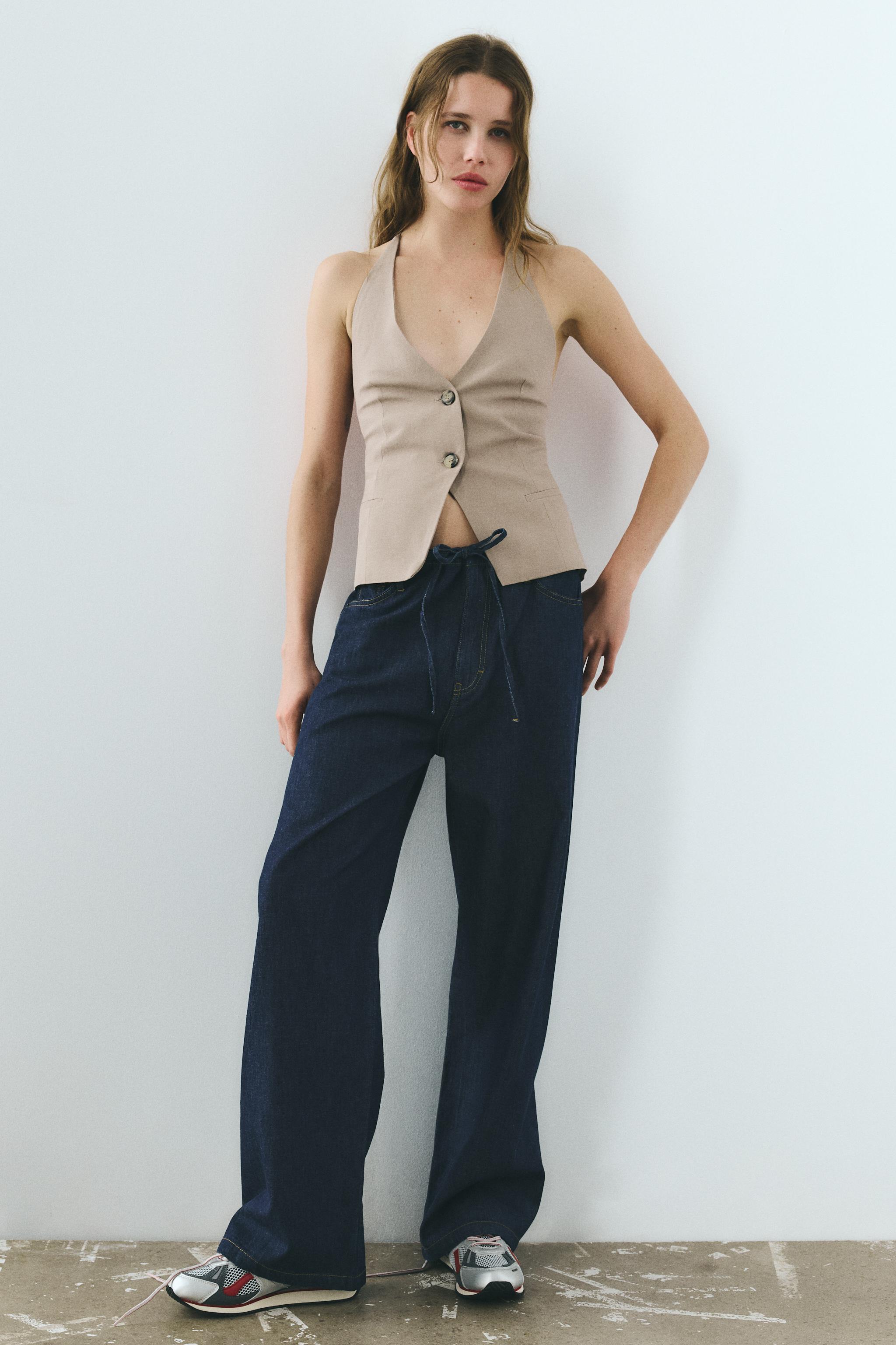 LINEN BLEND HALTER TOP - Stone | ZARA New Zealand LINEN BLEND HALTER TOP - Stone | ZARA New Zealand