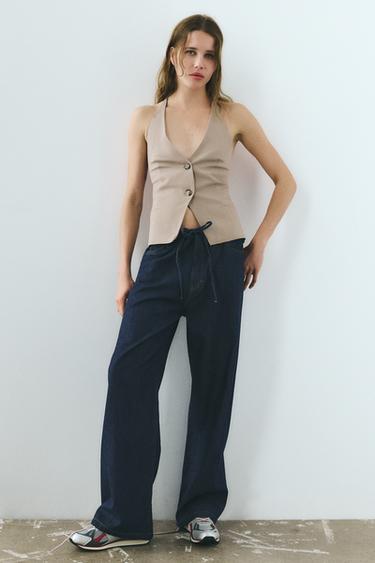 LINEN BLEND HALTER TOP - Stone by Zara - Image 0