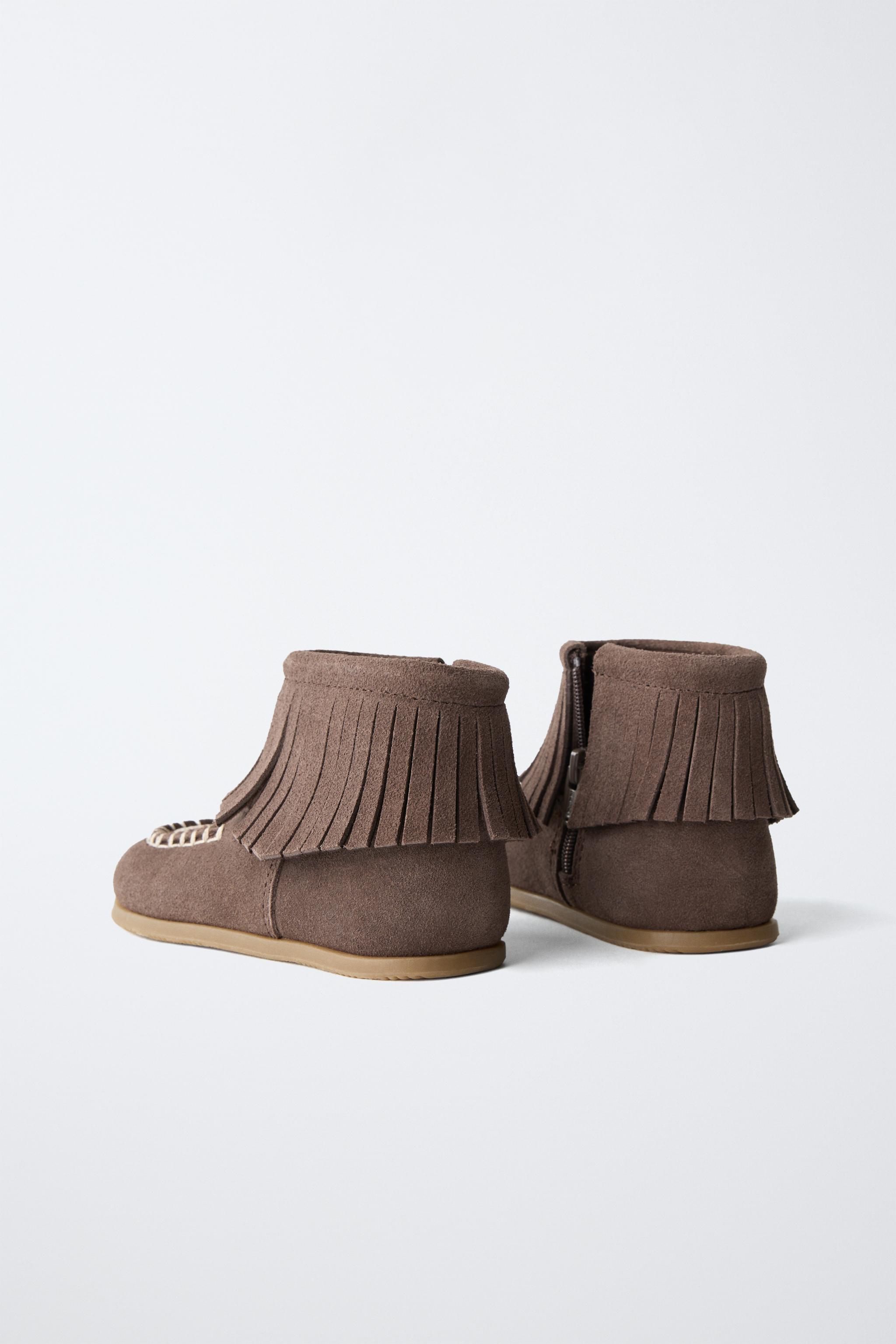 Детские ботинки Zara LEATHER FRINGE BAREFOOT BOOTS — фото 7