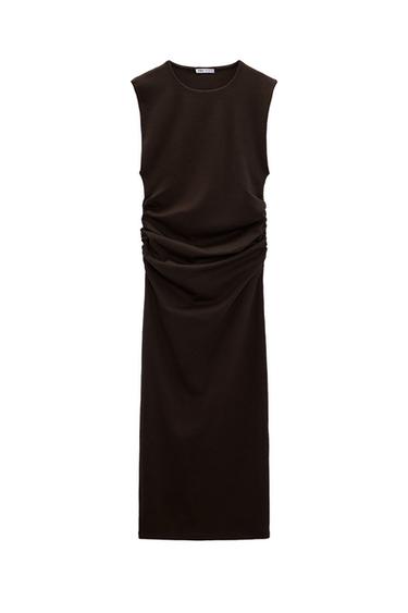 MIDI DRESS WITH GATHERING