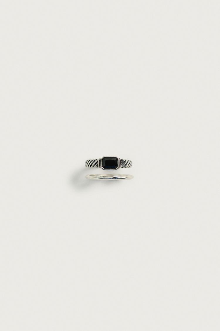 Paquete de 2 anillos de metal combinados 3