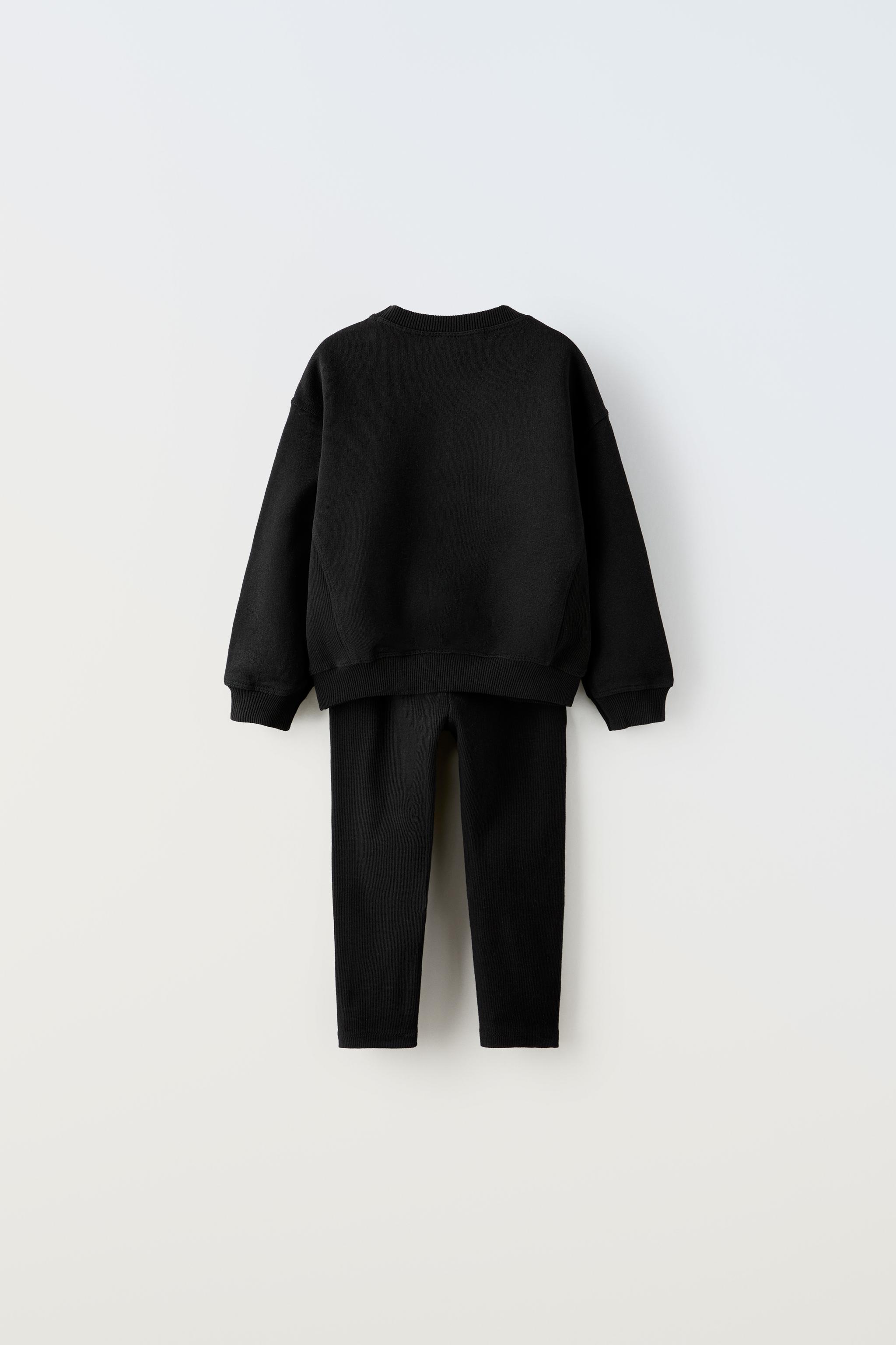 CONJUNTO DE FELPA SWEATSHIRT E CALÇAS COM MENSAGEM - Preto