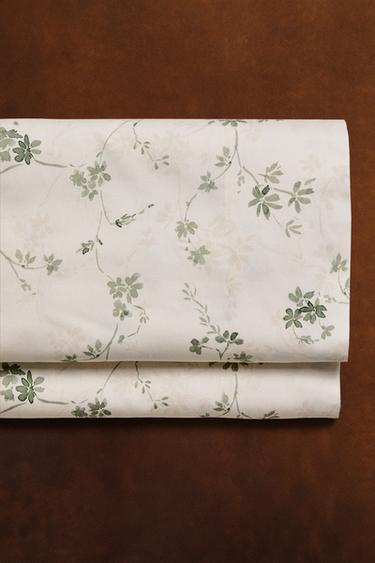 DRAP DE DESSUS SATIN IMPRIMÉ FLEUR - Vert de Zara - Image 5