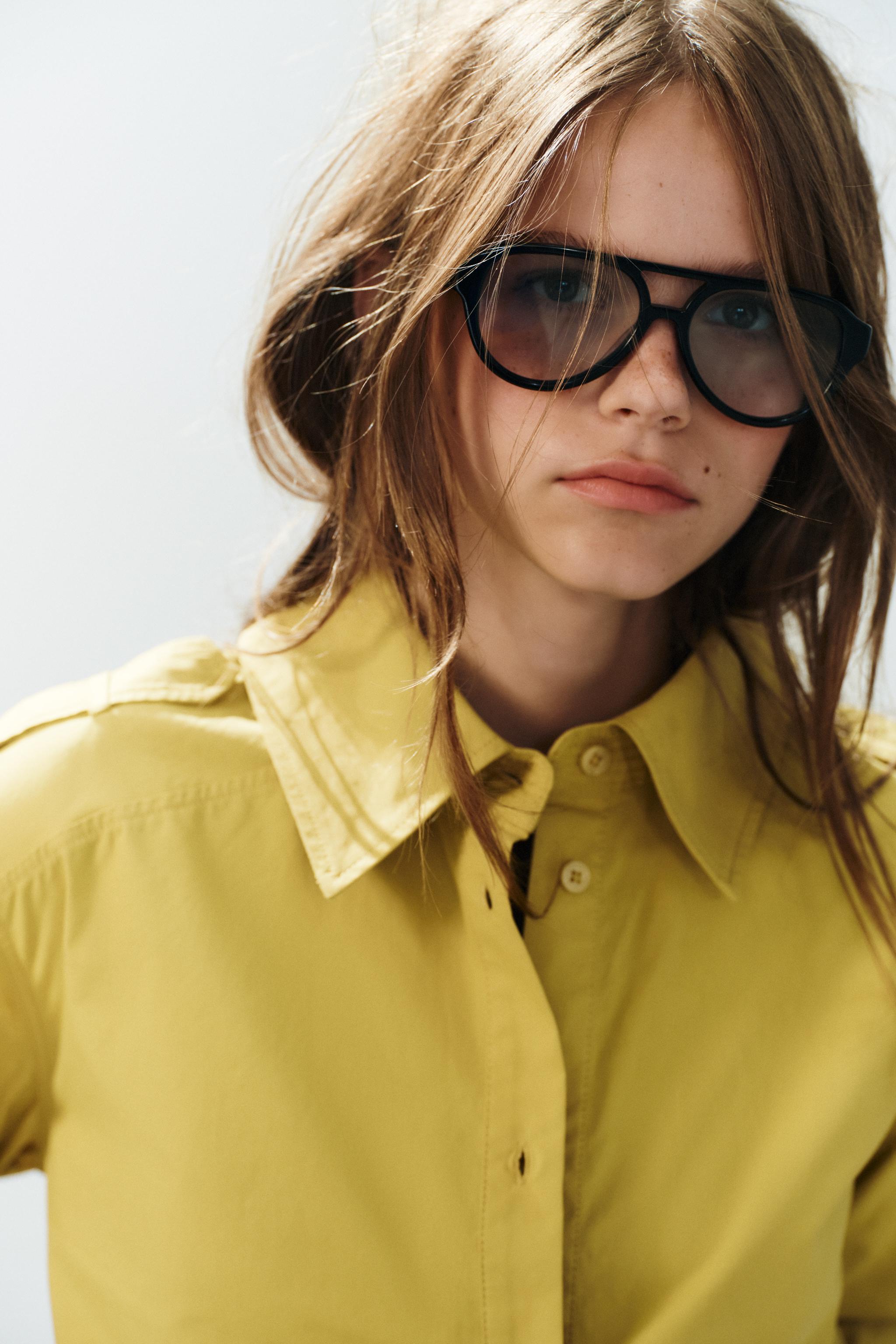 Женские рубашки Zara TWILL TAB DETAIL SHIRT — фото 3