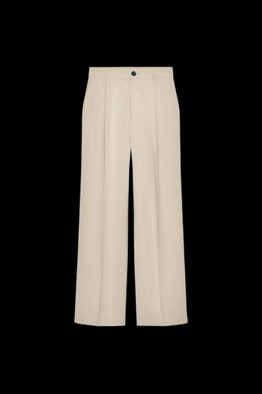 Zara PLEATED PANTS - Beige / Green - Image 0