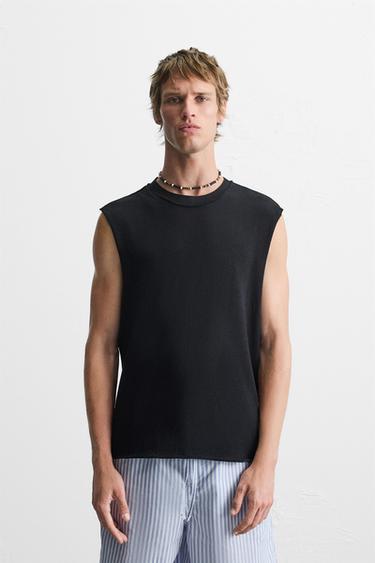 IRREGULAR KNIT TANK TOP - Black by Zara