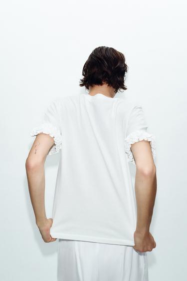 T-SHIRT À MANCHES VOLANTS - Blanc de Zara - Image 4