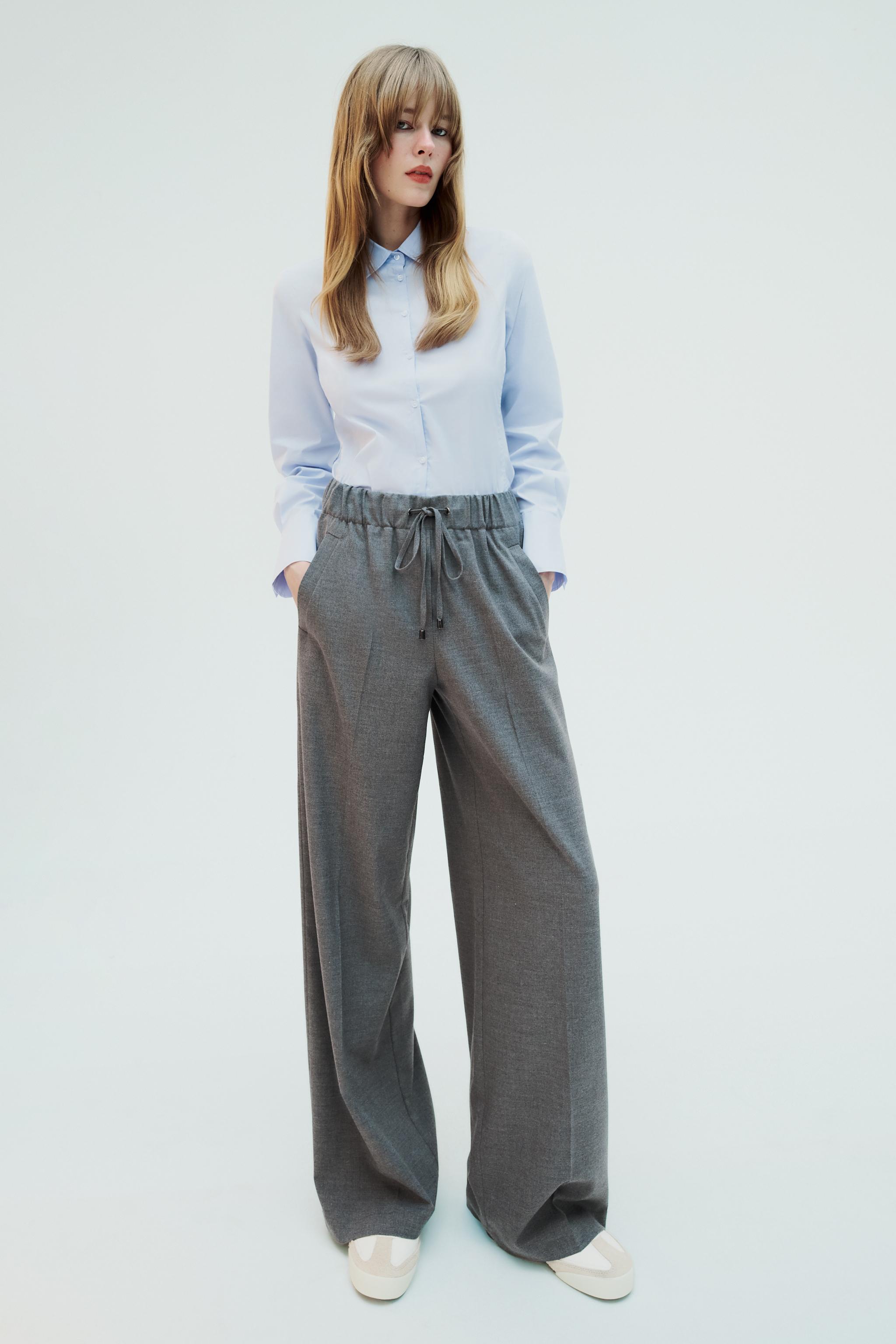Zara High-waisted pants made of linen. Adjustable elastic
