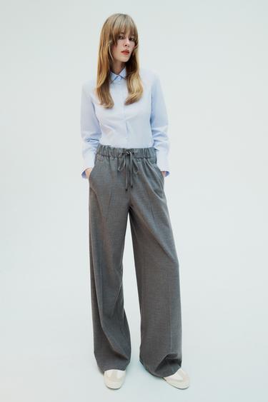 WIDE-LEG TROUSERS WITH ELASTIC WAISTBAND — Grey от Zara — изображение 0