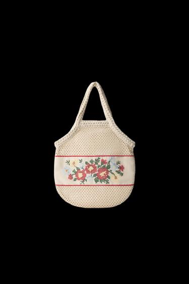 SHOPPER REJILLA BORDADOS - Blanco Crudo de Zara