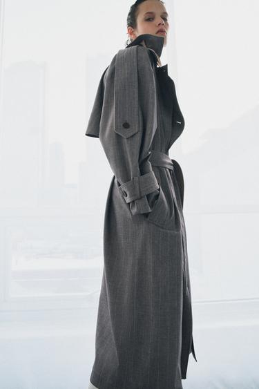 ZW COLLECTION LIMITED EDITION COMBINATION CHECK TRENCH COAT - Grey by Zara - Image 2