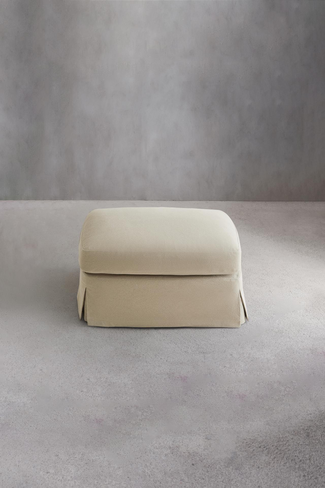 FOOTSTOOL 01 COTTON COVER — Brown / Taupe