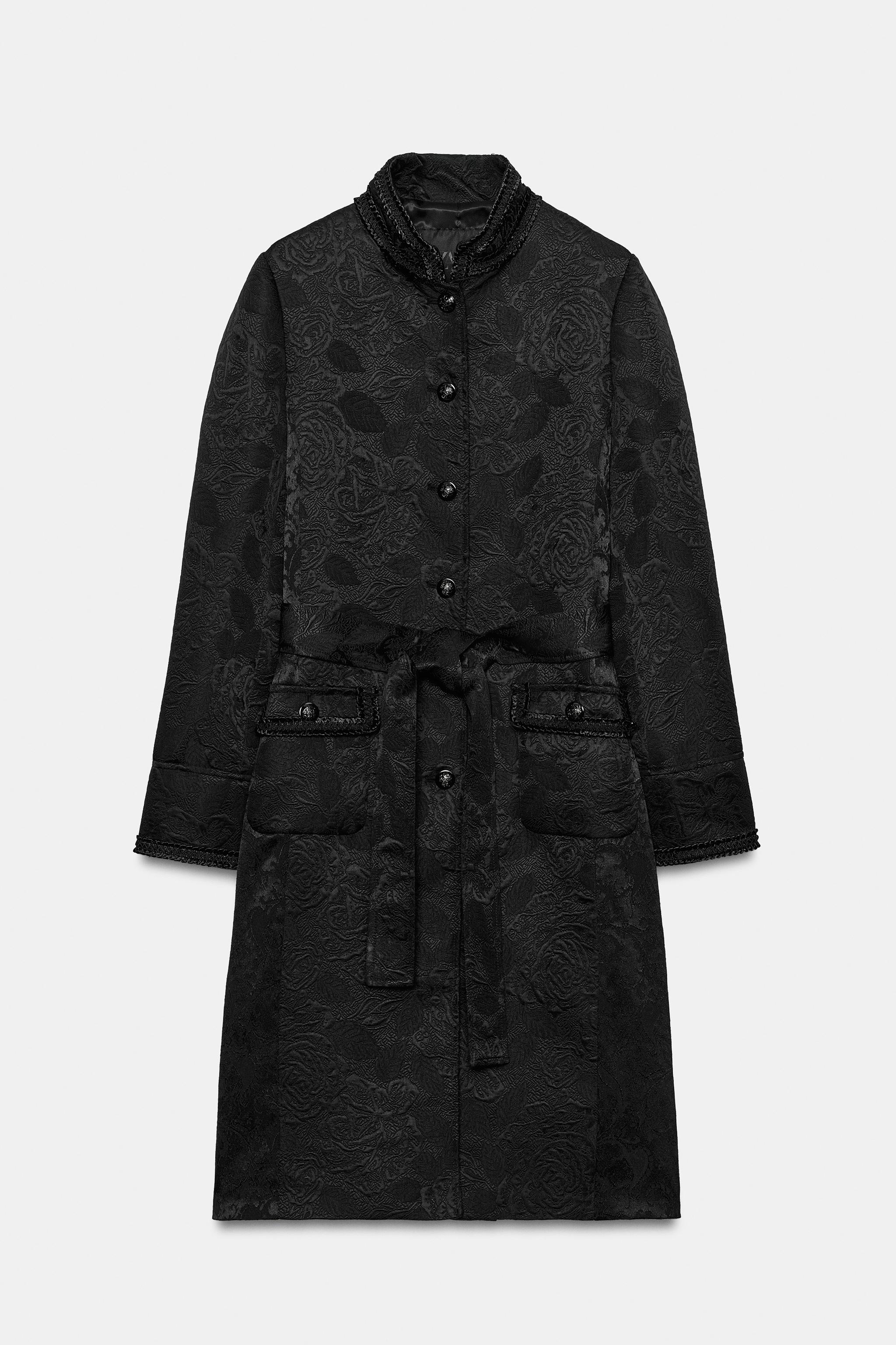 ZW COLLECTION ジャカード ミディコート - ブラック | ZARA Japan / 日本