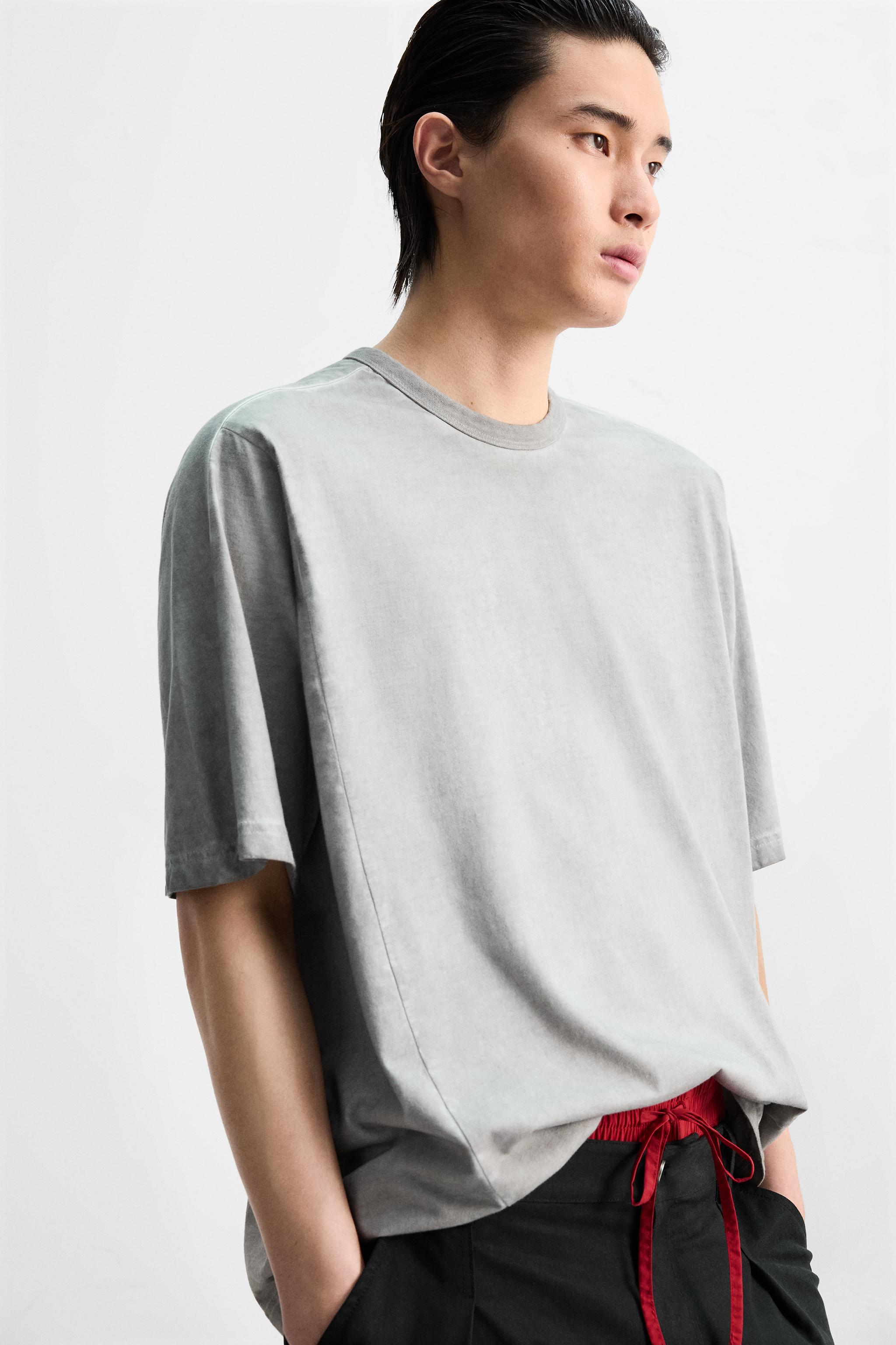 ウォッシュド リラックスフィットTシャツ - グレー | ZARA