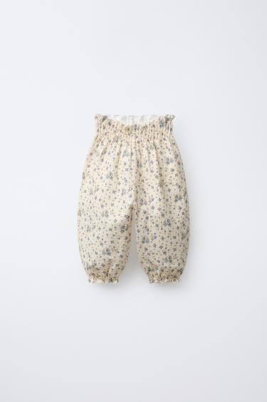 FLORAL TEXTURED TROUSERS - Ecru by Zara