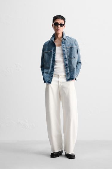 ÁO SƠ MI DÁNG RELAXED FIT KIỂU BẠC MÀU - Màu xanh dịu từ Zara