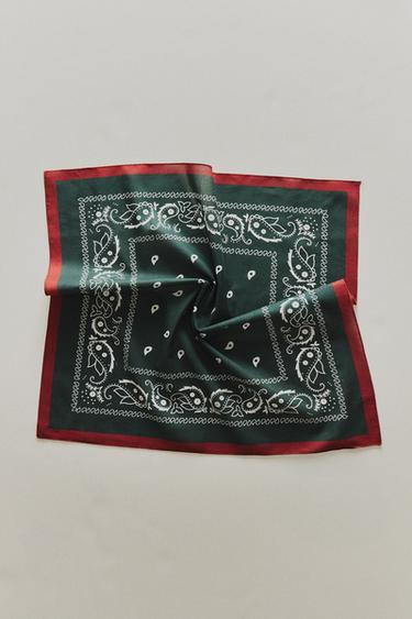 PAISLEY COTTON PET BANDANA - Green by Zara