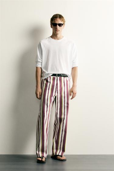 بنطلون مخطط STRAIGHT FIT - بنفسجي الخاص بـ Zara - صورة 0