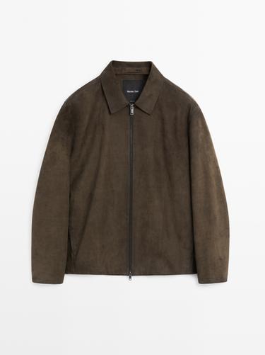 Zara Nappa leather zip-up jacket - Green