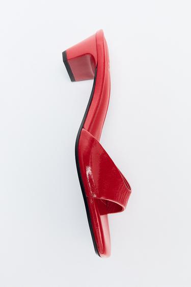 LEATHER MULE SANDALS - Red by Zara