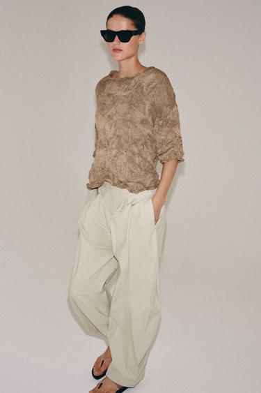 CRINKLE-EFFECT KNIT JUMPER - camel by Zara