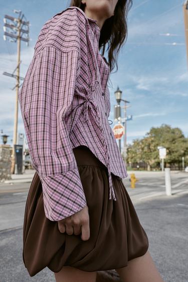 MULTIWAY CHECK SHIRT - Pink / White by Zara