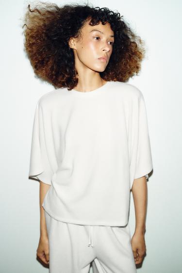 RUSTIC SHORT SLEEVE TOP - Ecru by Zara