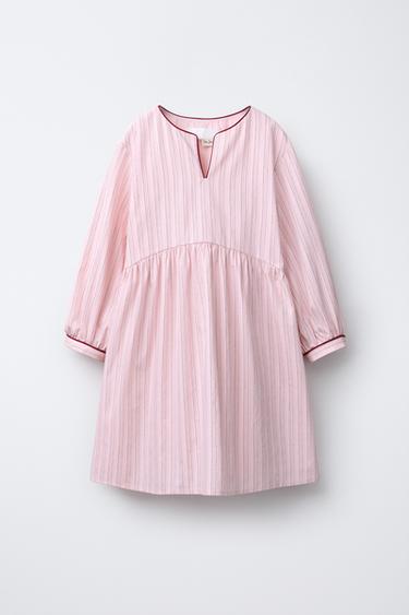 STRIPED DRESS WITH CONTRAST TRIMS - Pink by Zara