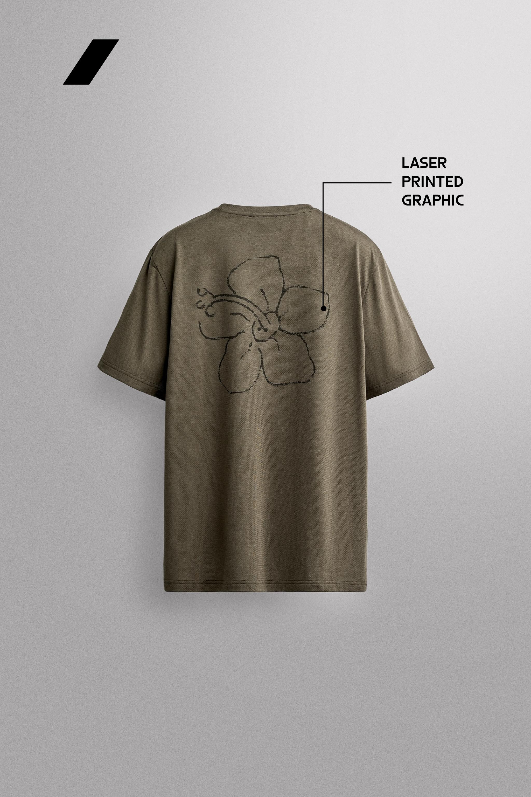 Мужские футболки Zara FLORAL PRINT TECHNICAL T-SHIRT — фото 8