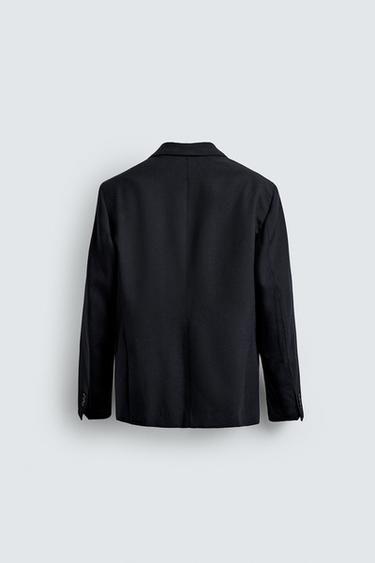 100% WOOL SUIT BLAZER - Navy blue by Zara - Image 7